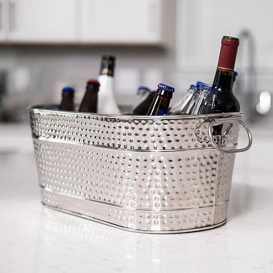 Amazon｜petsola 亜鉛メッキ 楕円形飲料桶 アイスバケツビール桶